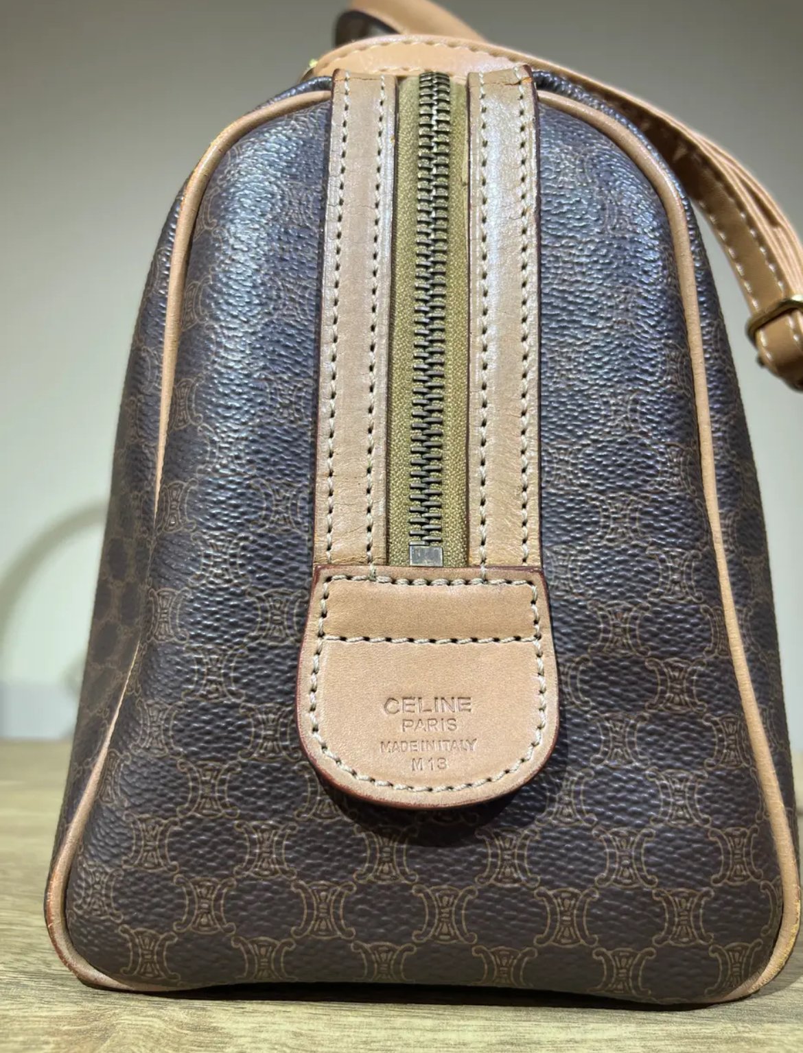 【美品】CELINE セリーヌ ボストンバッグ マカダム柄 ヴィンテージ 大容量 ヴィンテージ】 セリーヌ ボストン型 / マカダム 総柄