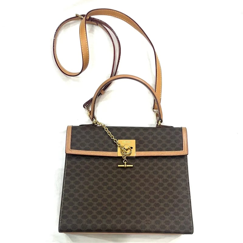 CELINE ハンドバッグ マカダム　トリオンフ　2way ヴィンテージ　PVC VINTAGE 【CELINE 】マカダム2wayチェーン金具モチーフトリオンフ