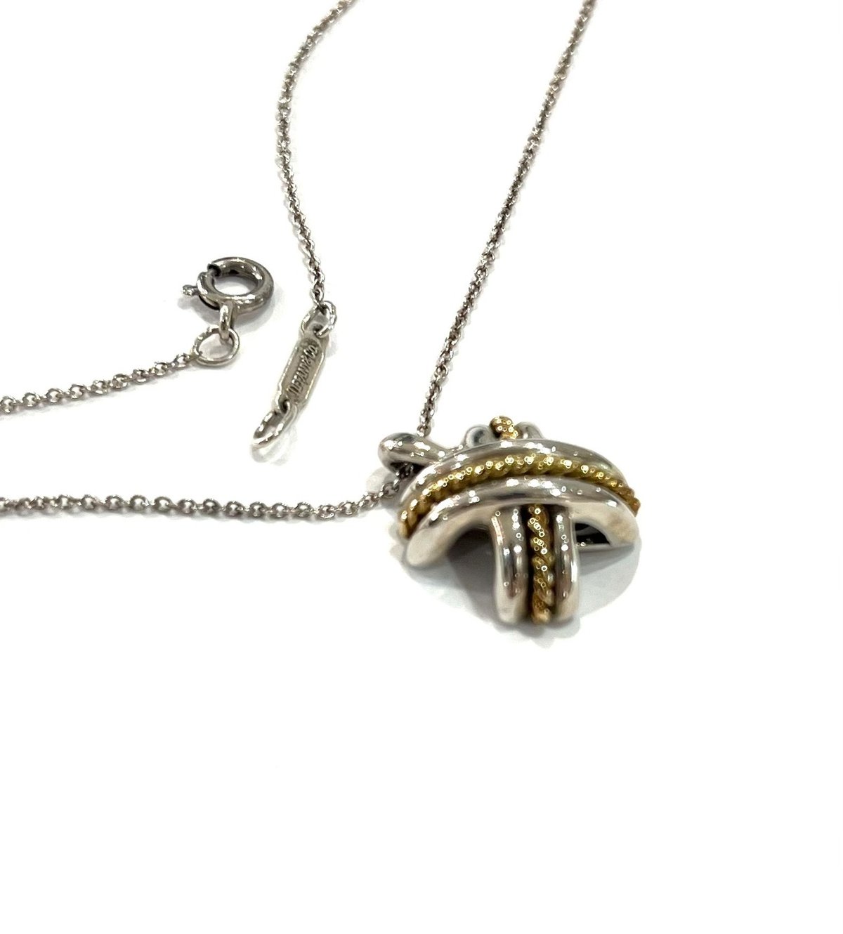 美品 ティファニー 旧ロゴ コンビ ネックレス チェーン社外品 シルバー k18 美品 オールドティファニー 旧ロゴ コンビ チェーン社外品 シルバー