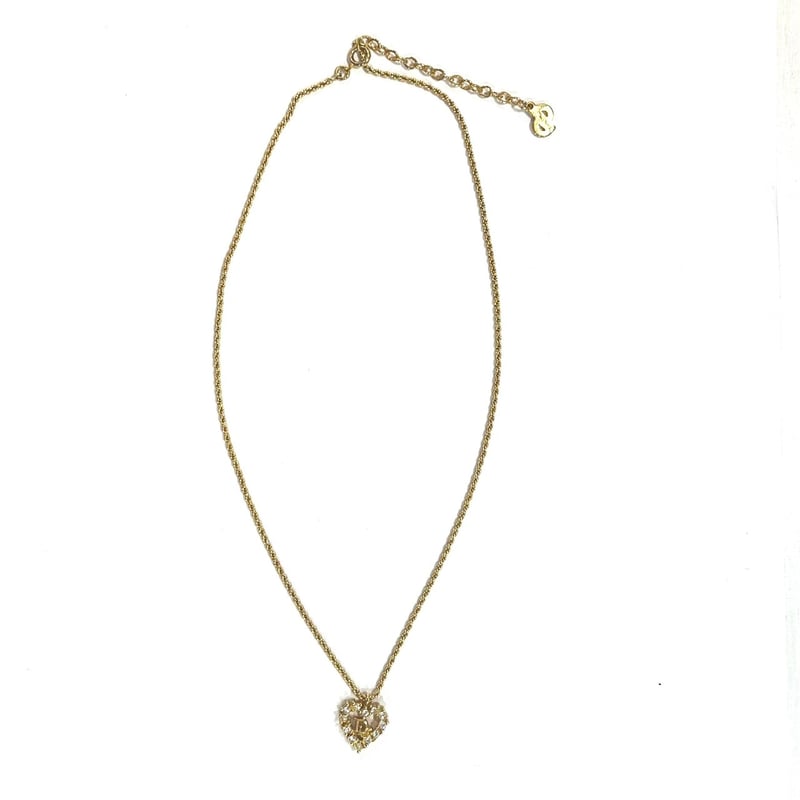 VINTAGE Christian Dior CDハートロゴストーンネックレスクリスチャン