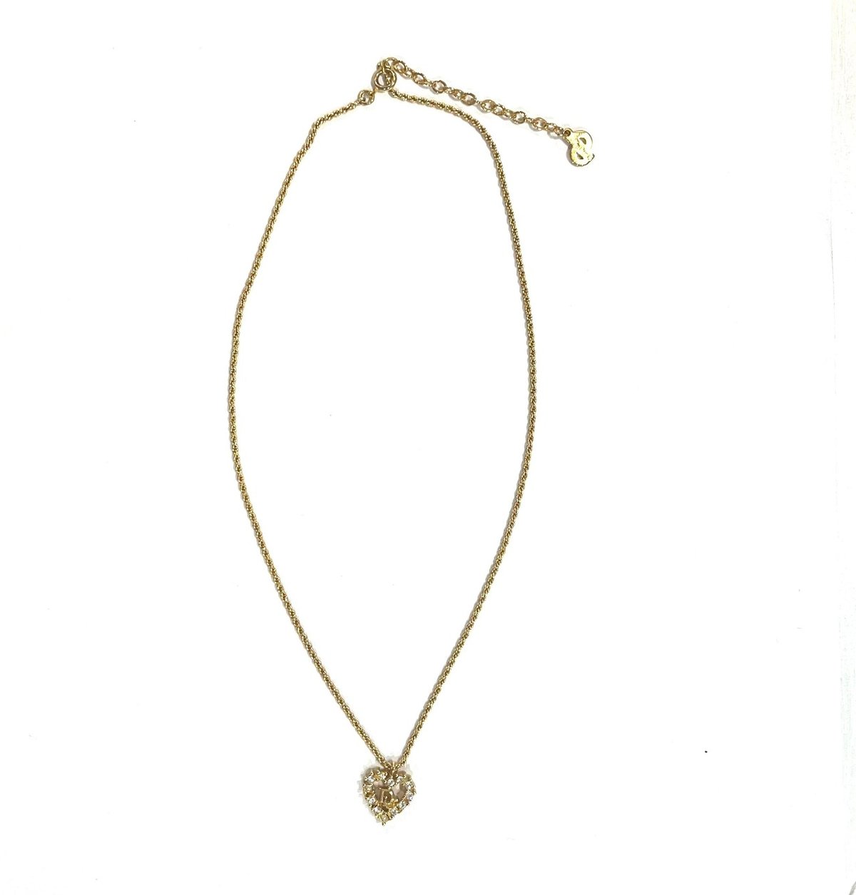 VINTAGE Christian Dior CDハートロゴストーンネックレスクリスチャン