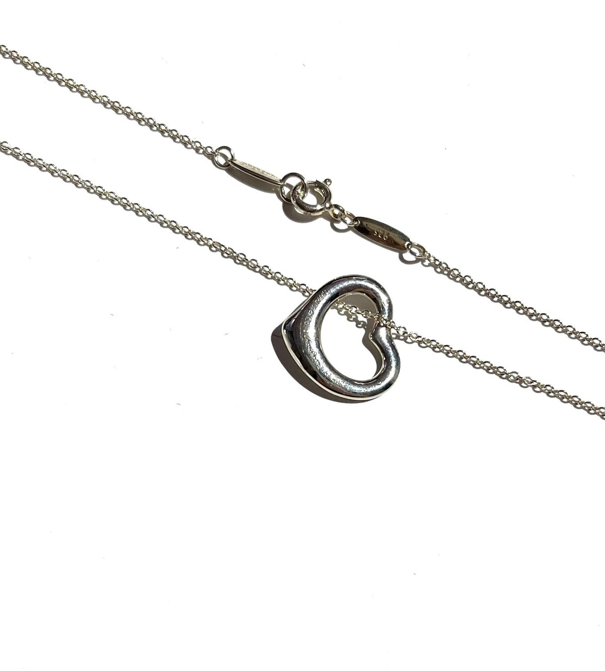 0468Tiffany&co ティファニーオープンハートモチーフネックレス 中