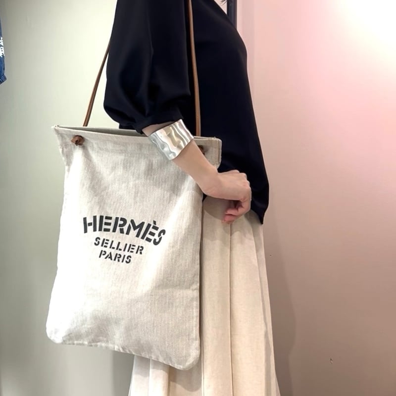1744 HERMÈS エルメス アリーヌ GM キャンバスショルダーバッグ ロゴ 