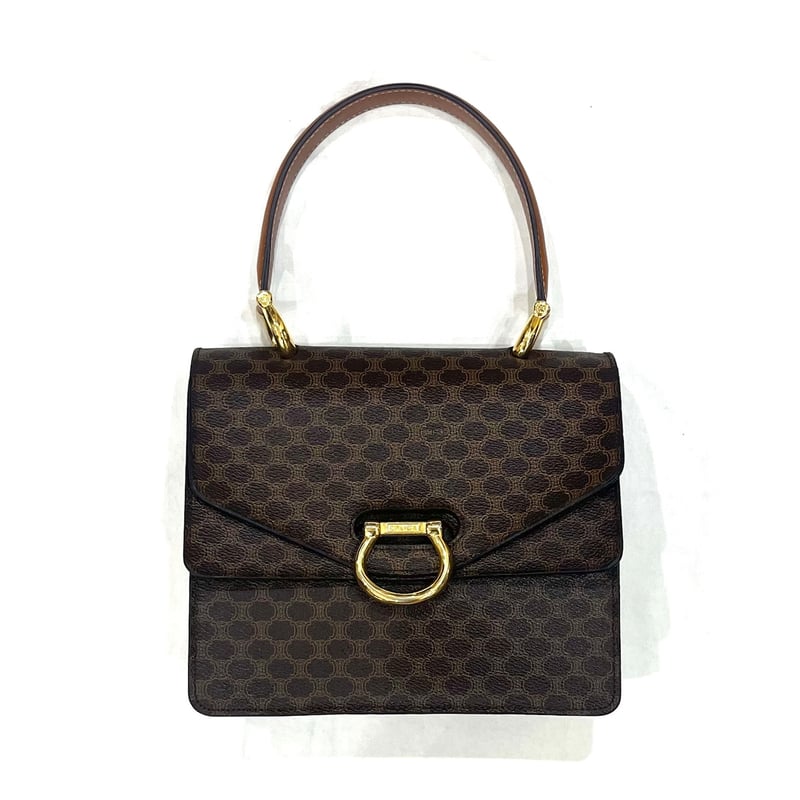 CELINE】1860 セリーヌ マカダム柄 二重フラップ ハンドバッグ