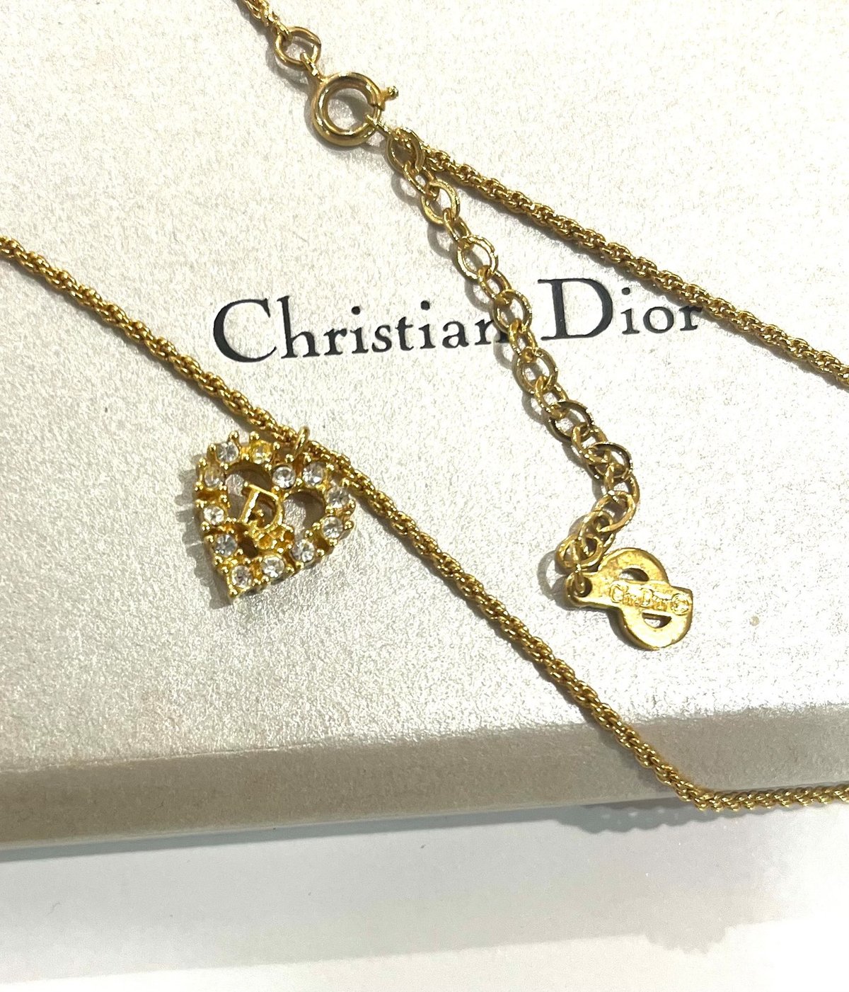 ✅【極美品】Dior ネックレス ハート ラインストーン ヴィンテージ VINTAGE Christian Dior CDハートロゴストーンネックレスクリスチャン