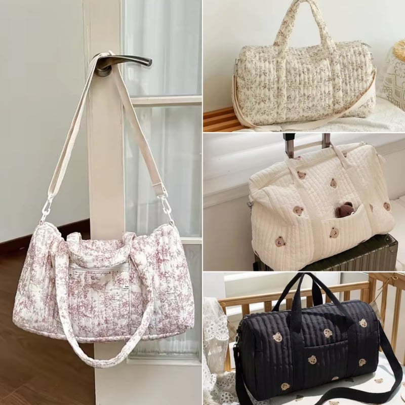 4デザイン！キルティングヌビバッグ 花柄リーフ、動物柄くまさん軽量