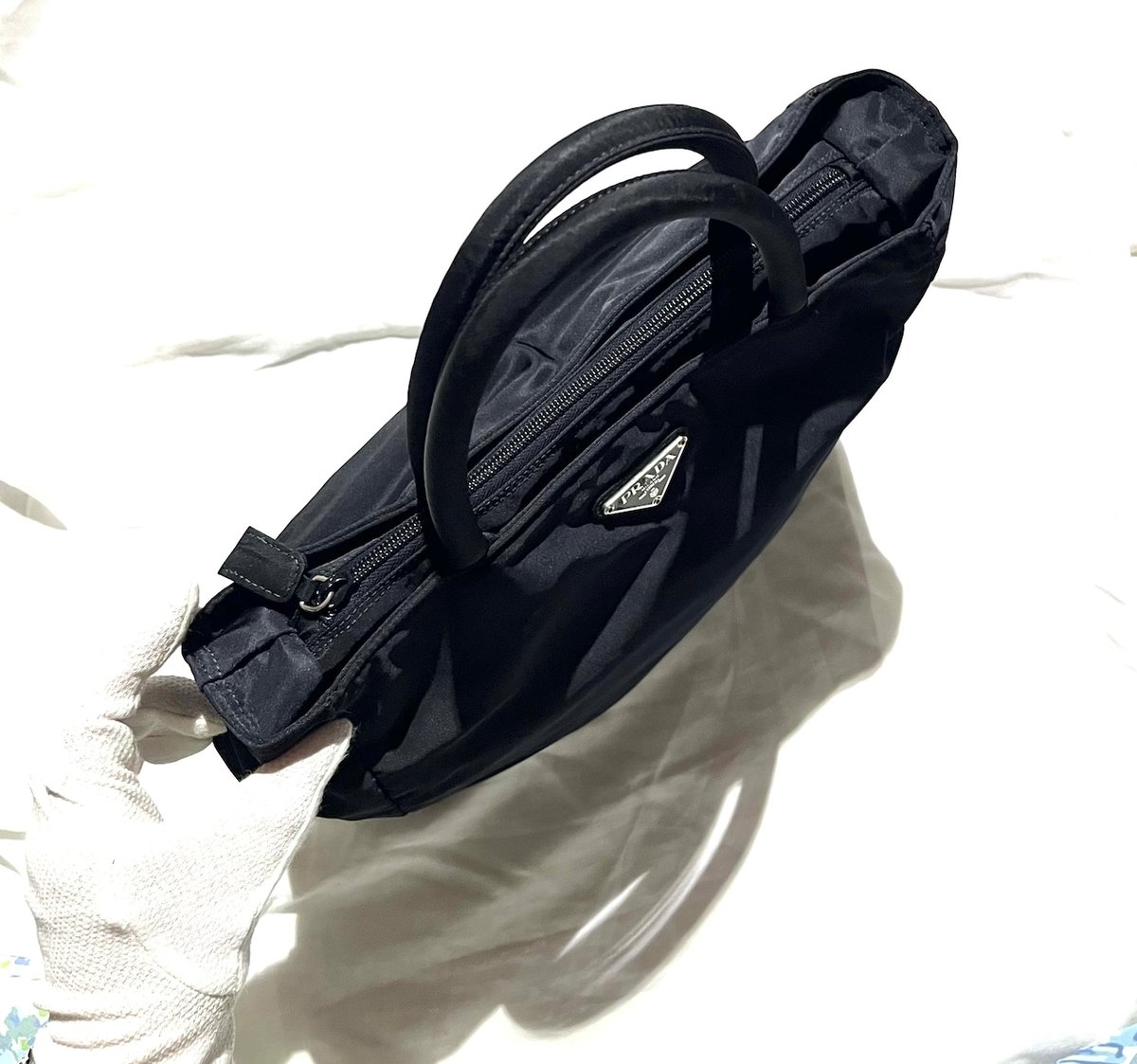 131390's VINTAGE PRADA ナイロン 三角プレートトートハンドバック