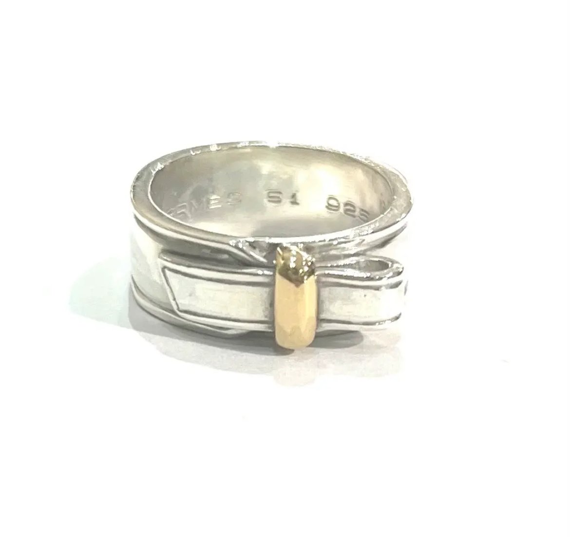 HERMÈS】エルメス K18YG×SV925 コンビネーションリング 10号シルバー92