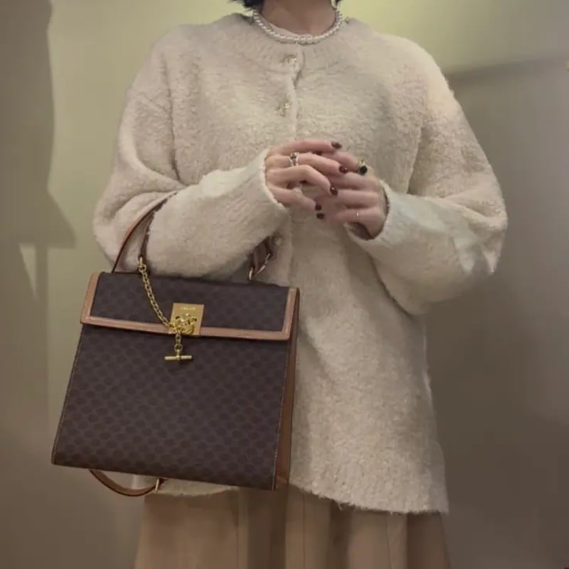 VINTAGE 【CELINE 】マカダム2wayチェーン金具モチーフトリオンフ