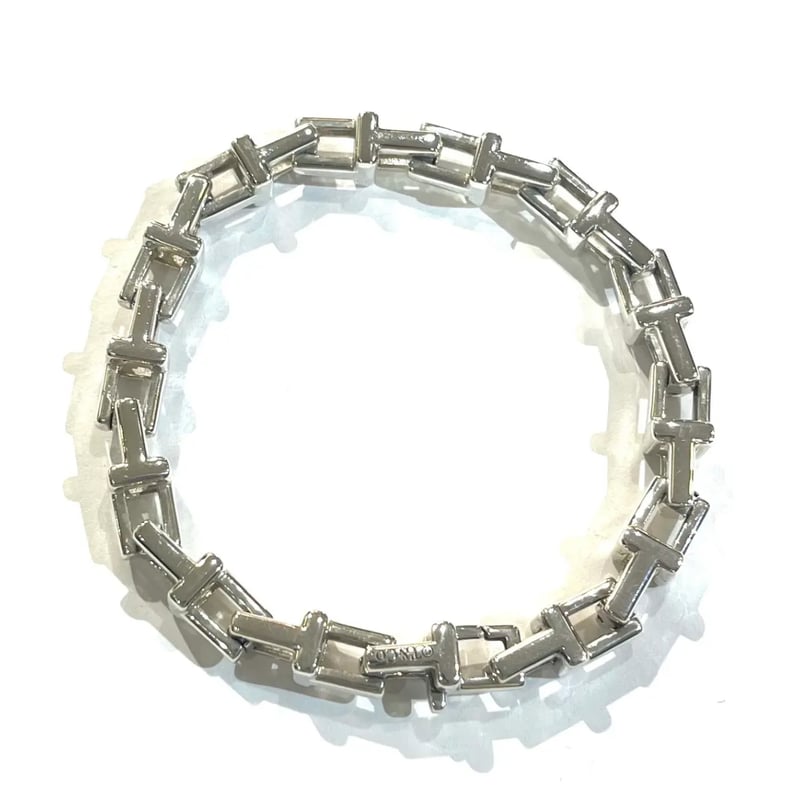 激レア【TIFFANY&CO. 】2161 重厚感Tモチーフ リンクシルバー