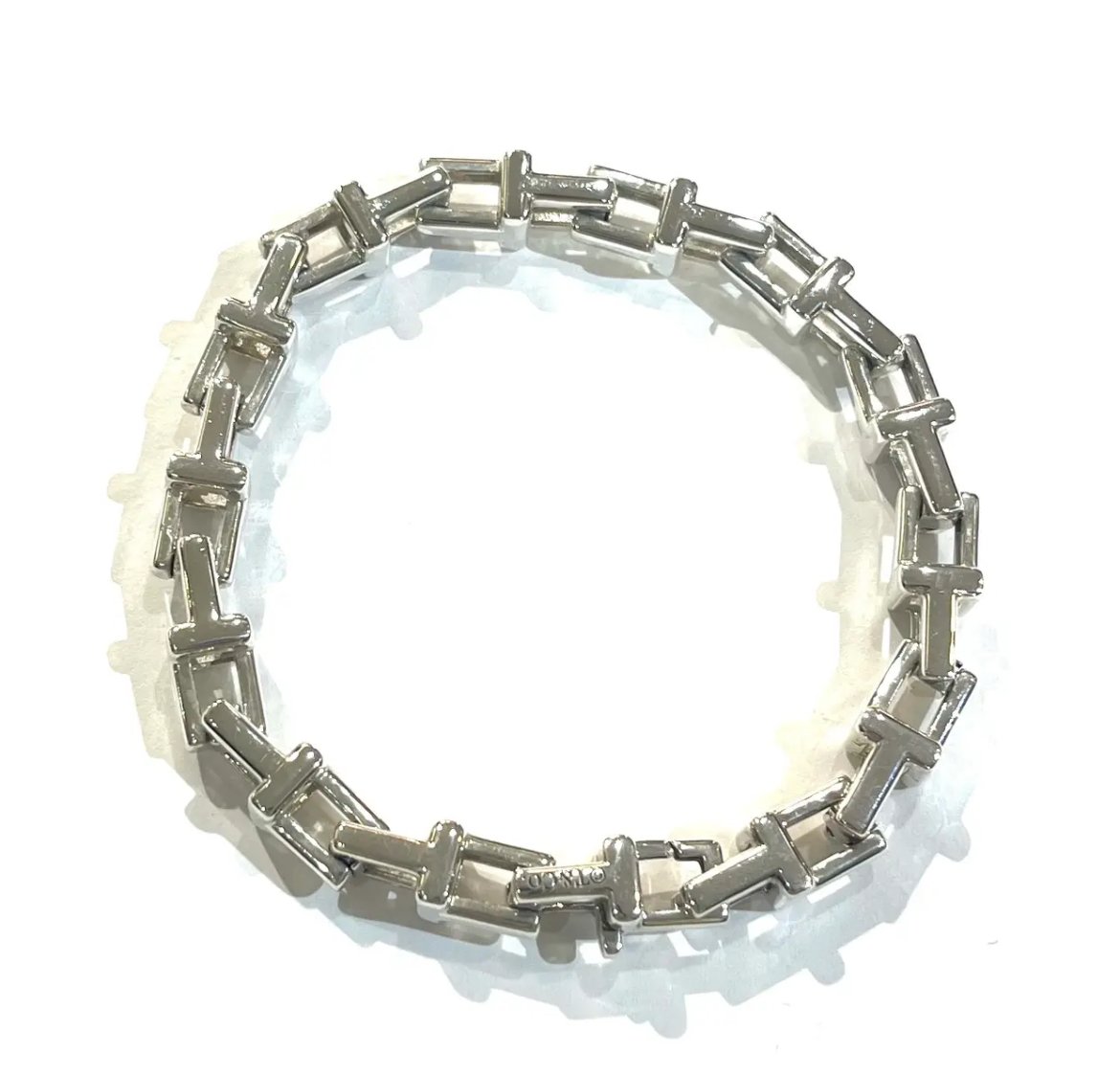 激レア【TIFFANY&CO. 】2161 重厚感Tモチーフ リンクシルバー
