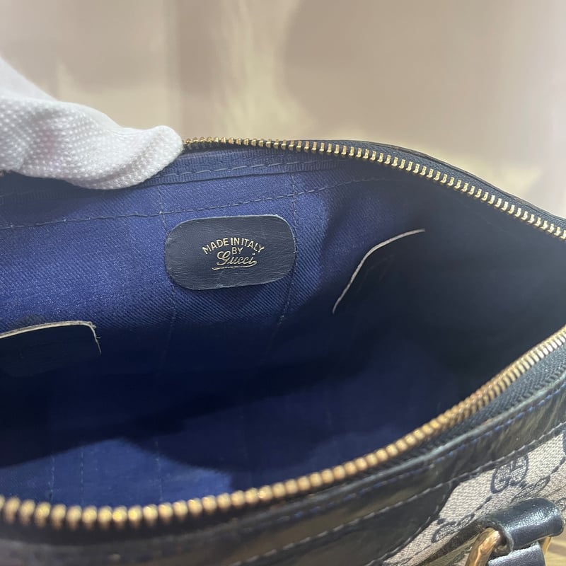オールドグッチ シェリーライン GG柄 ボストン ハンドバッグ ネイビー GUCCI グッチ オールド シェリーライン GG柄 ボストンバッグ 【公式通販】