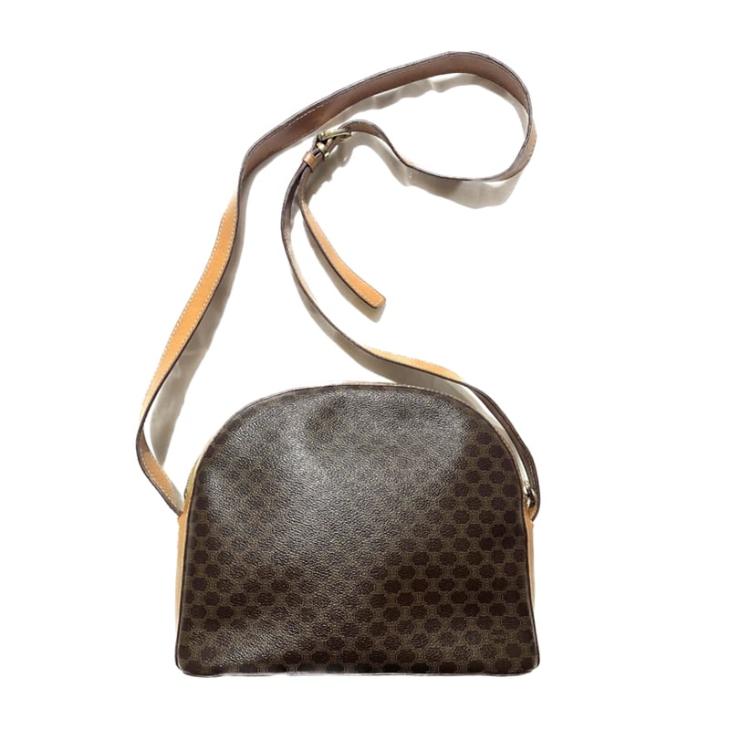 1265VINTAGE CELINE マカダム ハーフラウンドトリオンフレザーバッグ