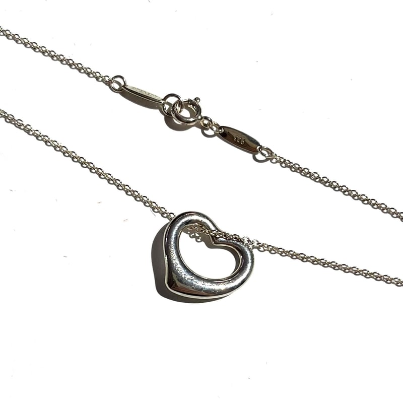 0468Tiffany&co ティファニーオープンハートモチーフネックレス 中