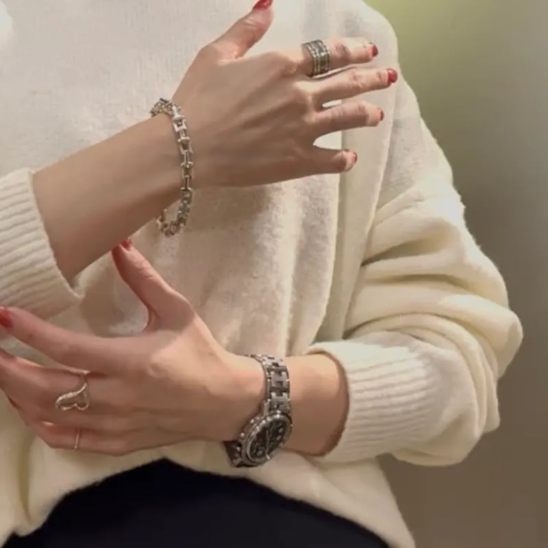 激レア【TIFFANY&CO. 】2161 重厚感Tモチーフ リンクシルバー