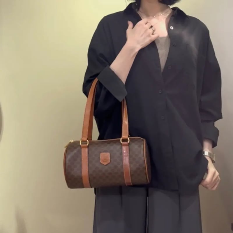 CELINE】2408 セリーヌ マカダムラウンドボストンショルダーバッグ
