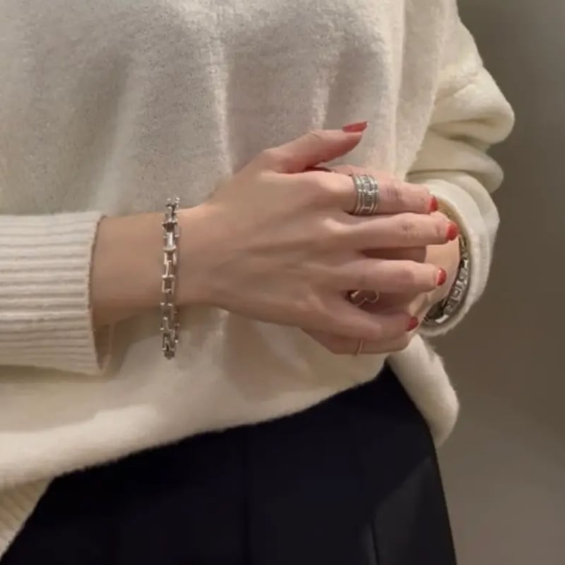 激レア【TIFFANY&CO. 】2161 重厚感Tモチーフ リンクシルバー