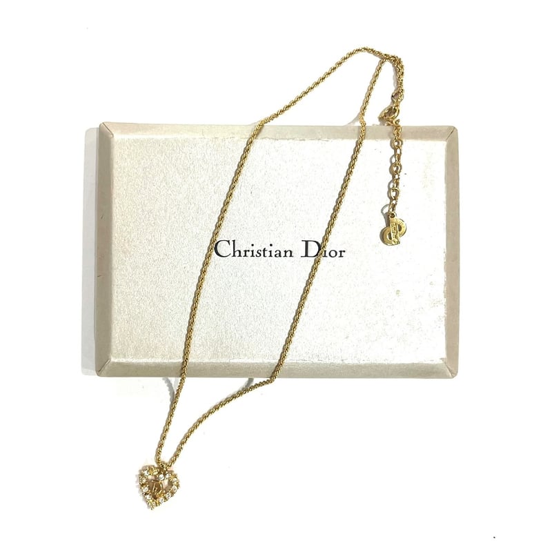 VINTAGE Christian Dior CDハートロゴストーンネックレスクリスチャン