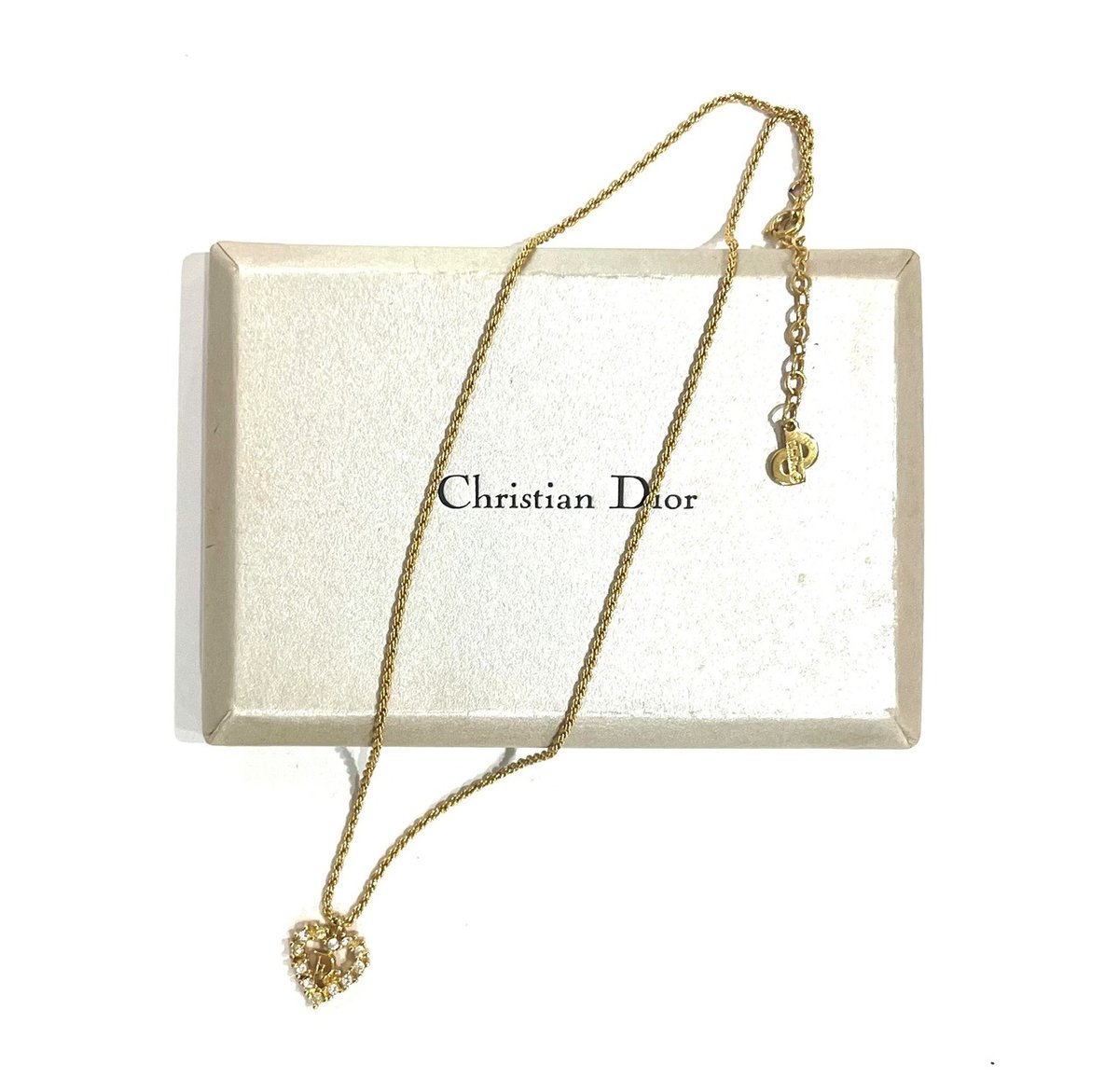 VINTAGE Christian Dior CDハートロゴストーンネックレスクリスチャン
