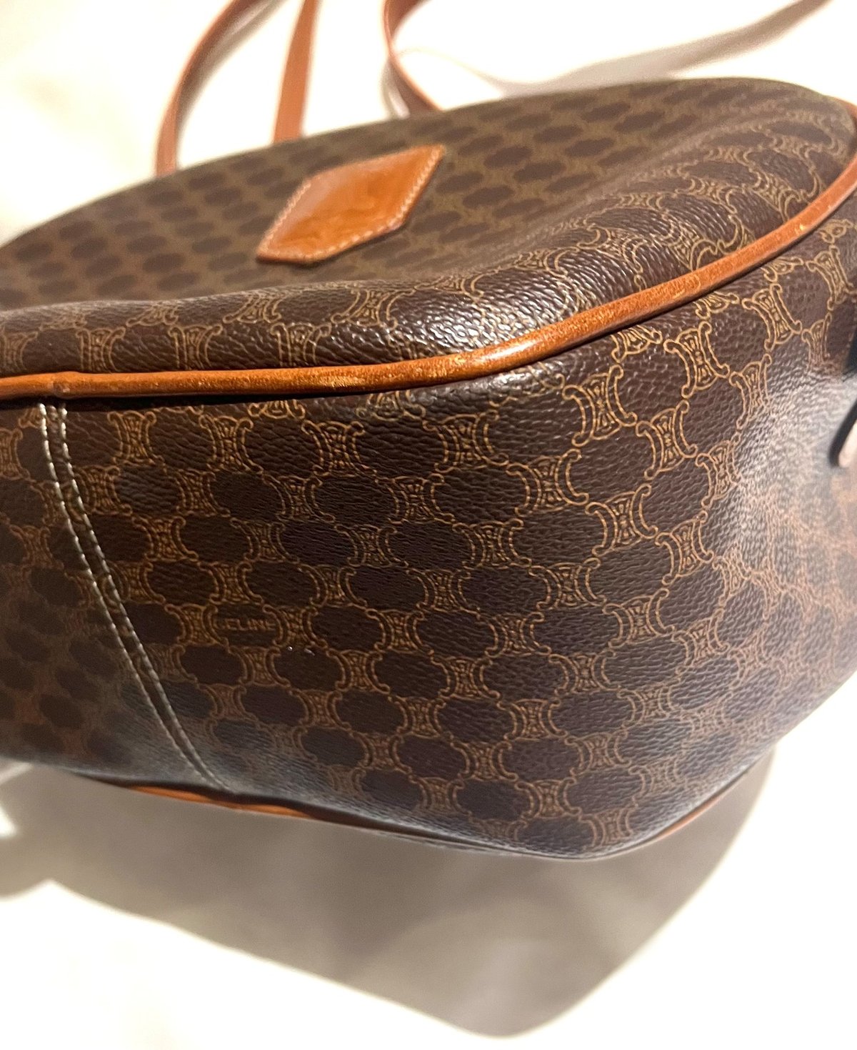 1662VINTAGE CELINE マカダム2wayバニティトリオンフレザーバッグ