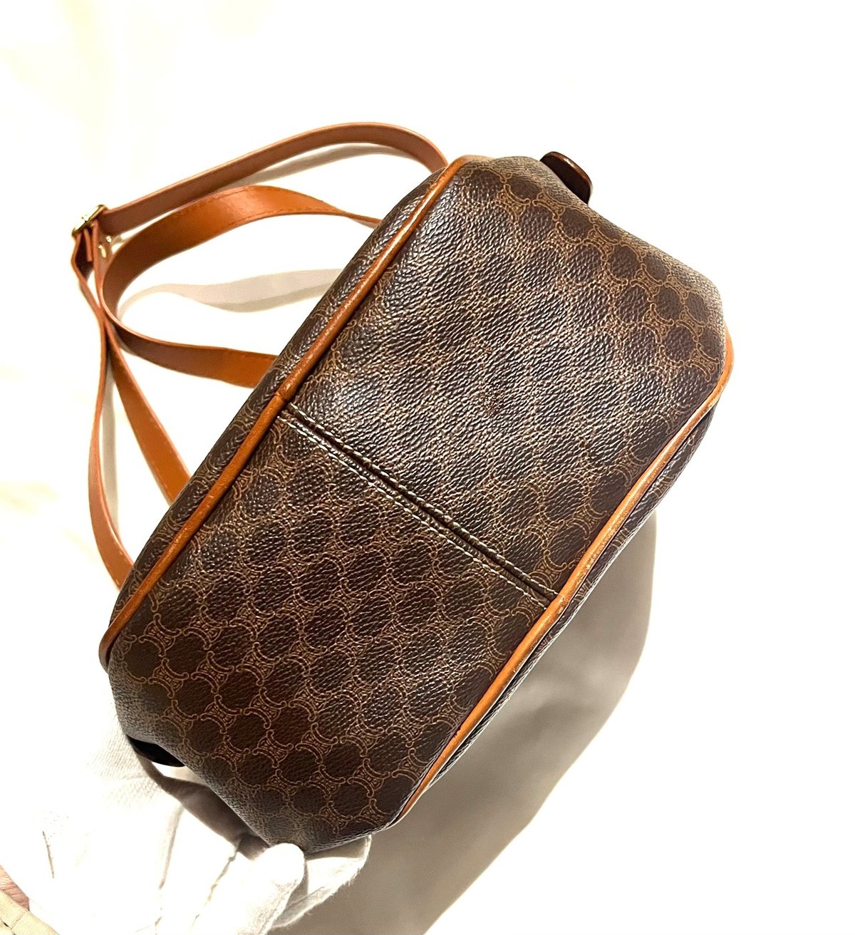 1662VINTAGE CELINE マカダム2wayバニティトリオンフレザーバッグ