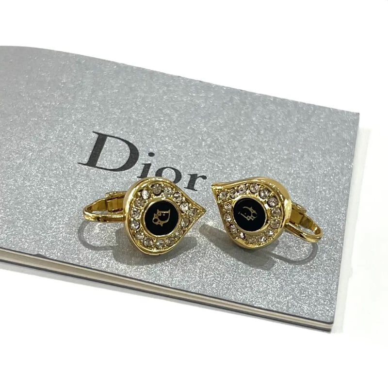 1492 【Christian Dior】美しい雫 DIOR ティアドロップハートロゴ
