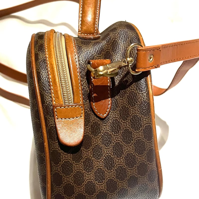 1662VINTAGE CELINE マカダム2wayバニティトリオンフレザーバッグ