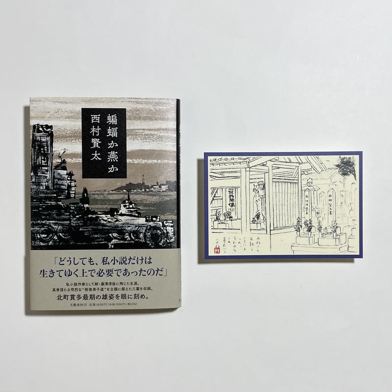信濃八太郎描き下ろし絵葉書付き】西村賢太『蝙蝠か燕か