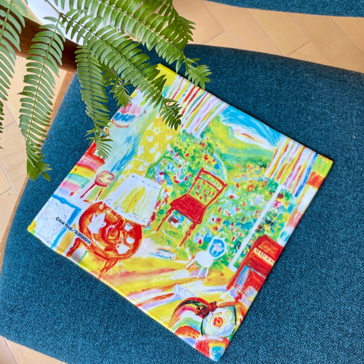 荒井良二原画プリントタオルハンカチ＆メッセージカード付き、直筆