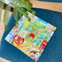 瀬尾まいこ『ありか』特製　荒井良二原画プリントタオルハンカチ＆メッセージカード