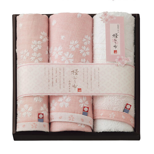 桜おり布 タオルセット (ピンク) 3,300円 | 贈答品のまつやオンライン