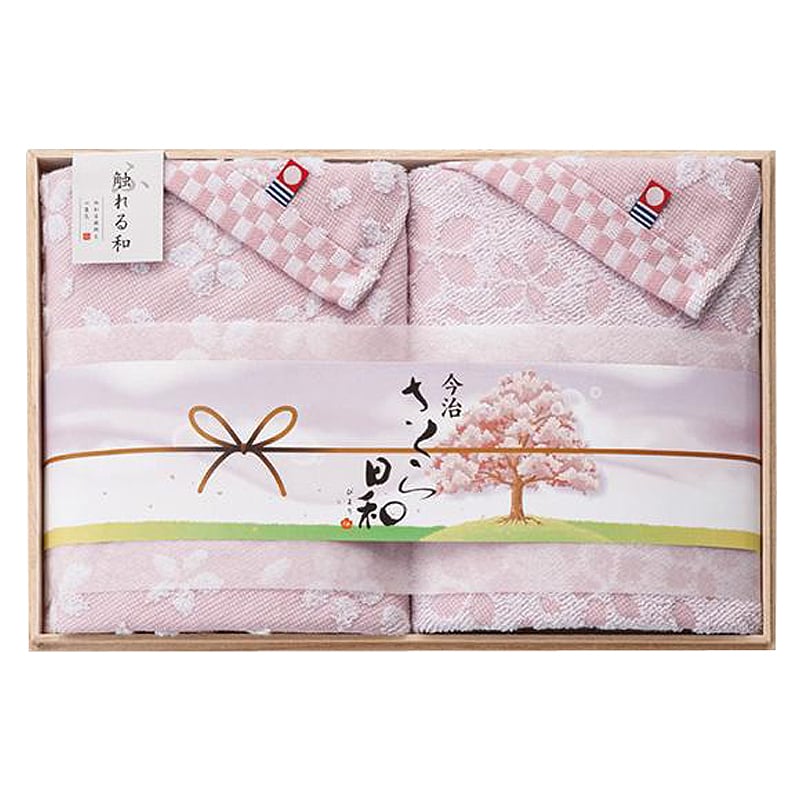 触れる和 さくら日和 木箱入り 今治 フェイスタオル2P 3,300円 | 贈答