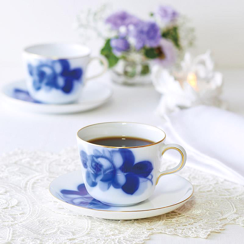 大倉陶園 ブルーローズ モーニング碗皿 11,000円 | 贈答品のまつや