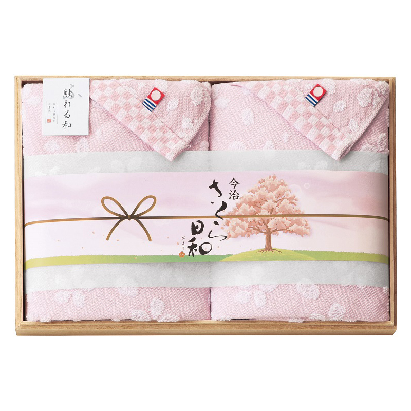 触れる和 さくら日和 木箱入り 今治 フェイスタオル2P 3,300円 | 贈答