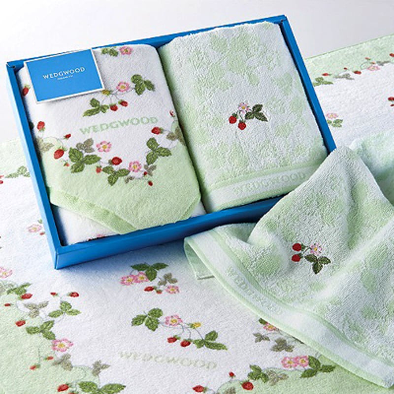 ウェッジウッド ワイルドストロベリー フェイスタオル3P (グリーン