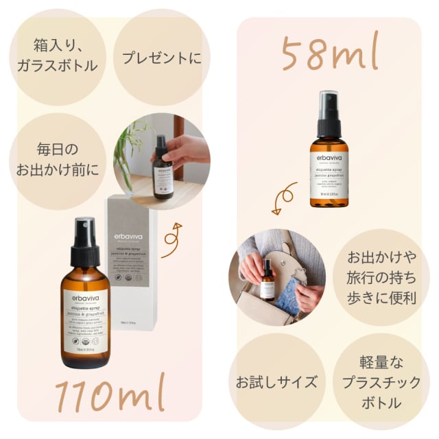 エルバビーバ エチケットスプレー ジャスミン&グレープフルーツ | BE