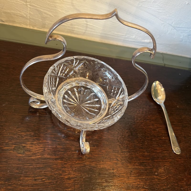 カットガラス ジャムスタンド シルバープレートのスタンド