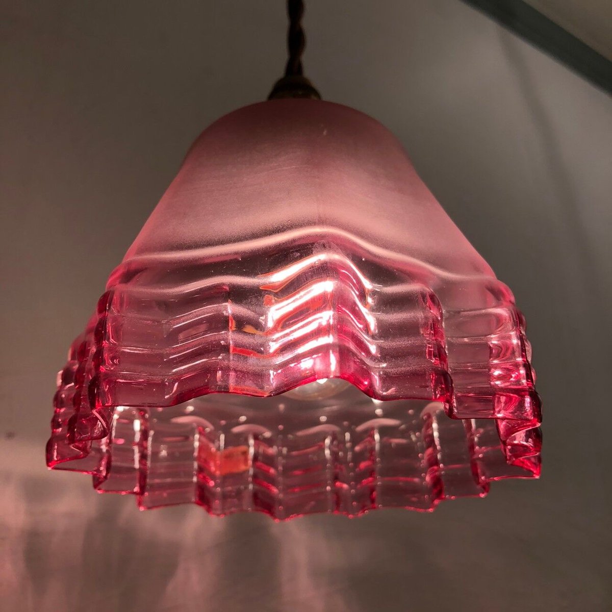 ☆美☆フェントン クランベリーシェード テーブルランプ レア アメリカ フェントン社 ヴィンテージ クランベリー ホブネイル