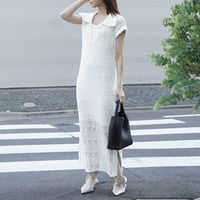 透かし編みワンピース-White