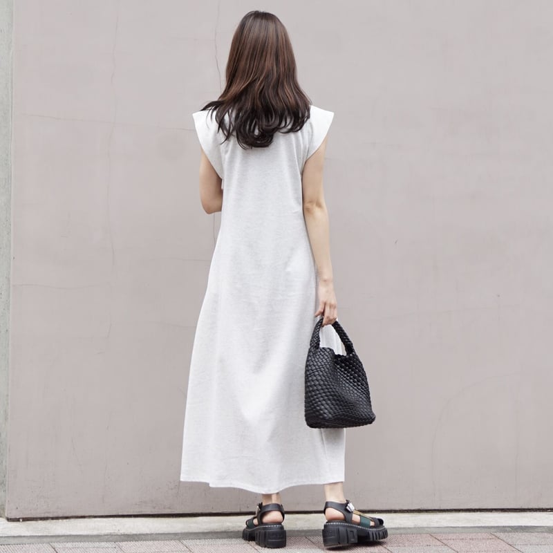 フレンチスリーブフレアワンピース- Light gray | Alt due フレンチスリーブフレアワンピース- Light gray | Alt due