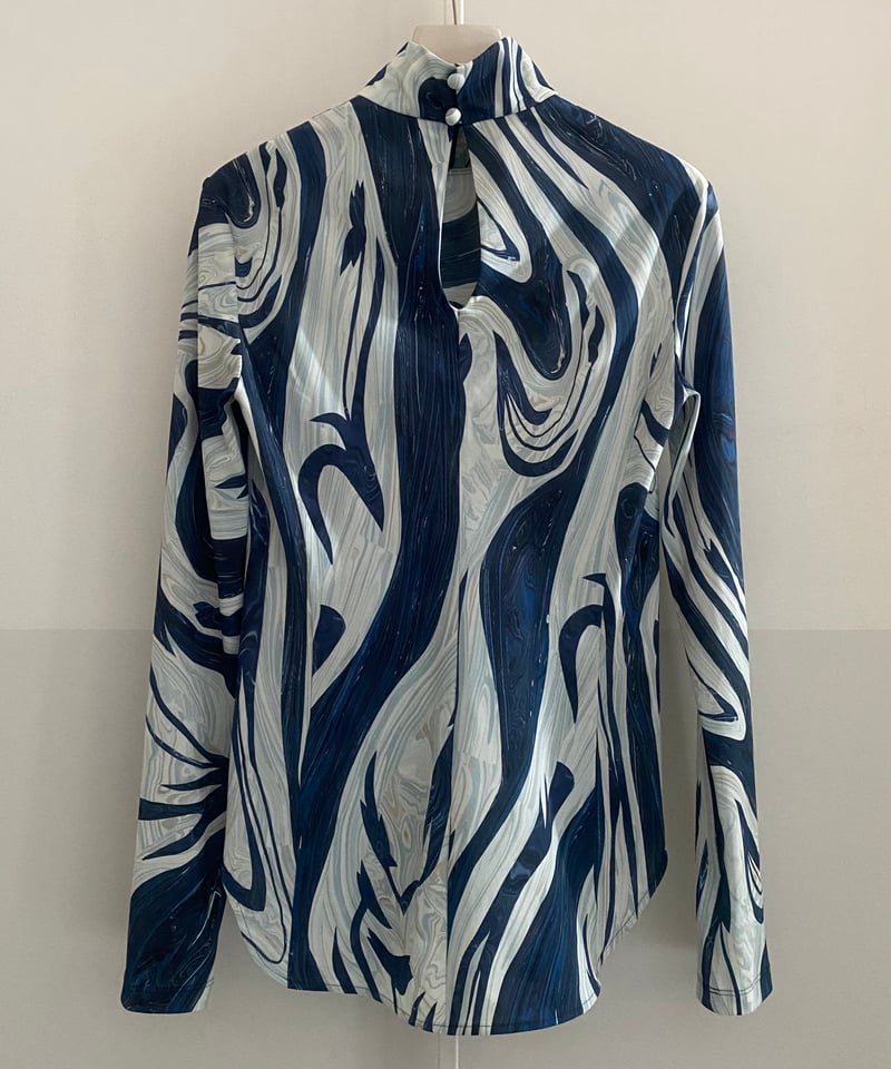 トップス Marble Print Jersey High Neck Top Mame Kurogouchi / Marble Print Jersey High Neck Top - ISLE
