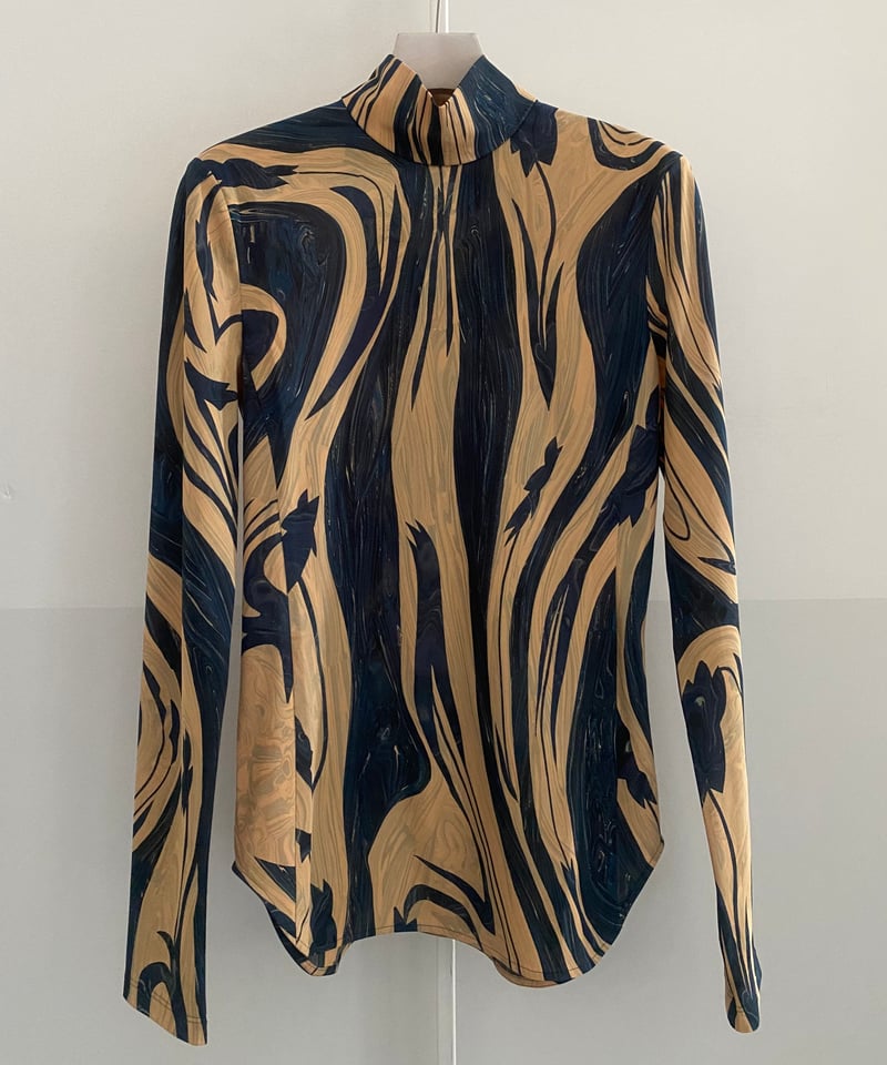 トップス Marble Print Jersey High Neck Top Marble Print Jersey High Neck Top
