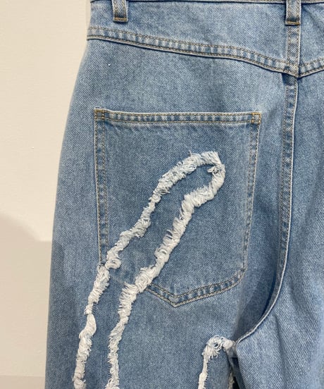 【Christian Wijnants】PELANAC CROPPED DENIM PANTS WITH FRAYED PATCHWORK