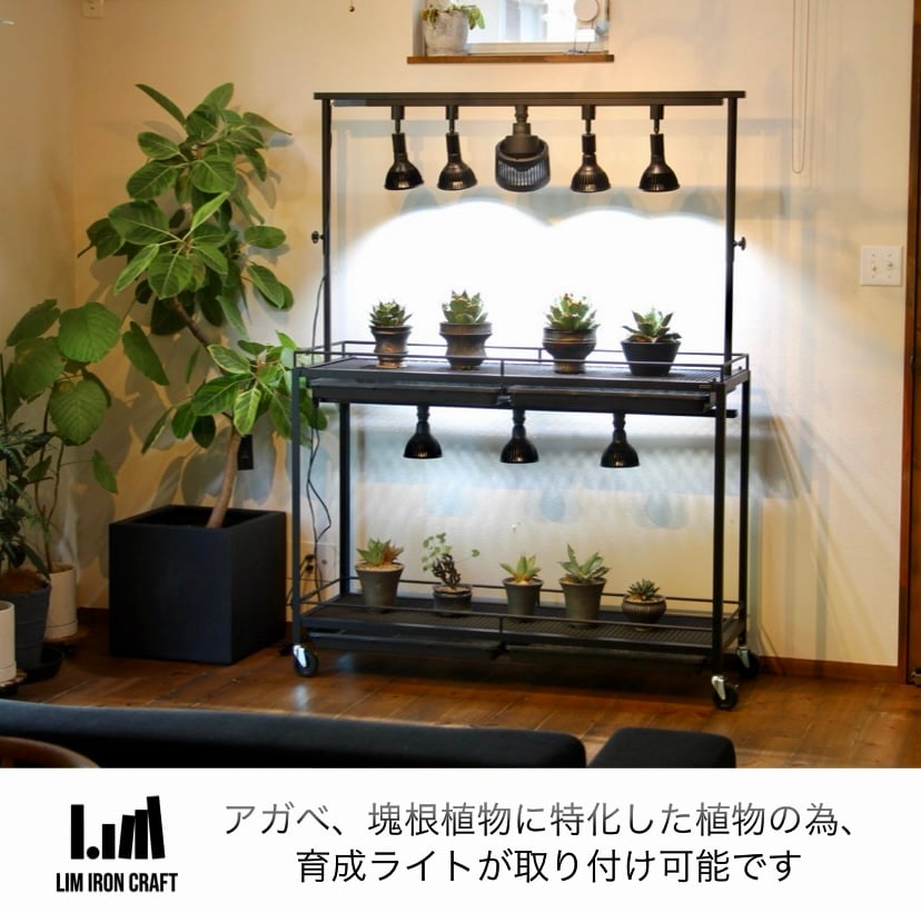 お得です★植物棚とライト4個セット 水受けトレー付きハイスペック植物棚 | Lim iron craft
