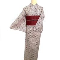 撫松庵 セオα 浴衣 夏着物 タイル 白地 赤 | 和gen