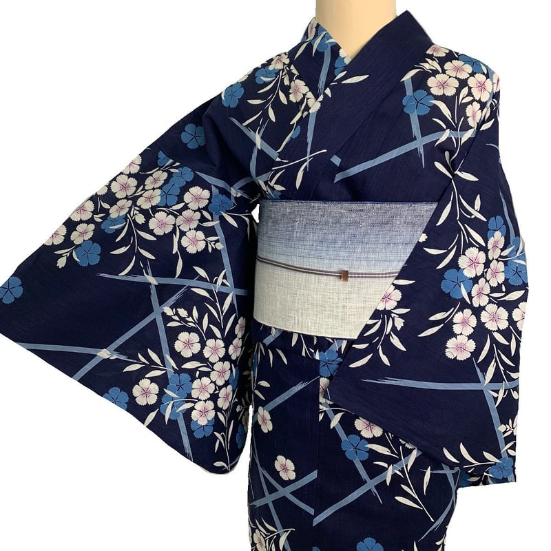 撫松庵 撫子 綿100% 竹垣に撫子 綿経スラブ | 和gen