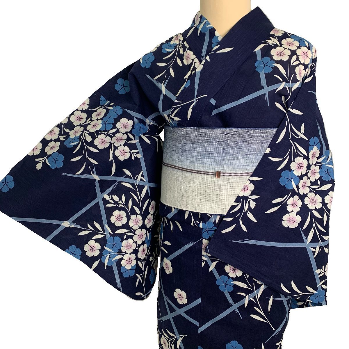 撫松庵 撫子 綿100% 竹垣に撫子 綿経スラブ | 和gen