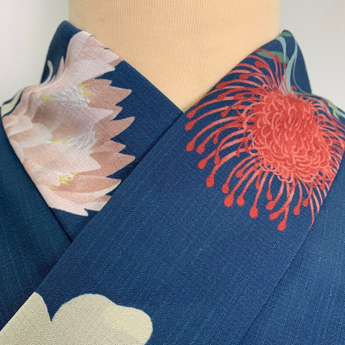 撫松庵 ネイティブフラワー 紺 セオα 浴衣 夏着物 | 和gen