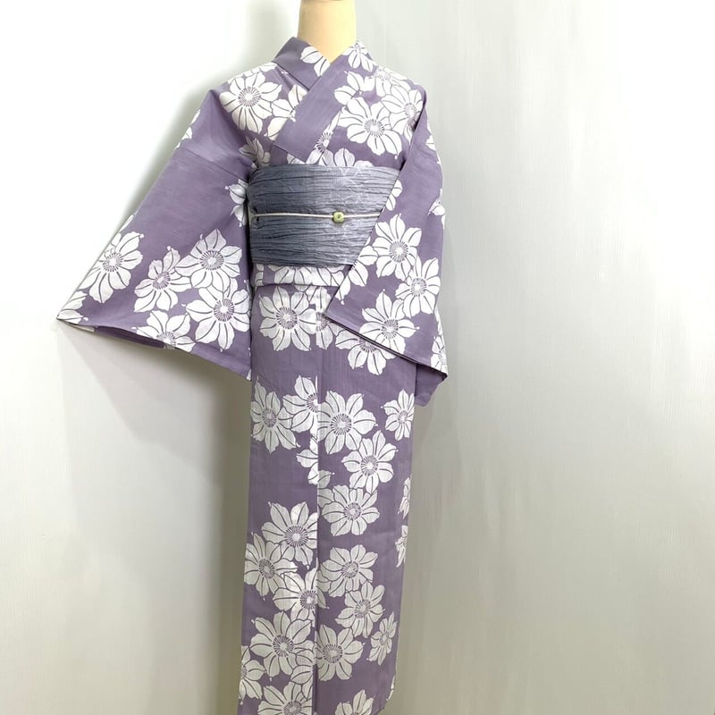 ★新品★つやび×雅姫★大人の浴衣.綿麻注染.紺地小花★ ☆新品☆つやび×雅姫☆大人の浴衣.綿麻注染.