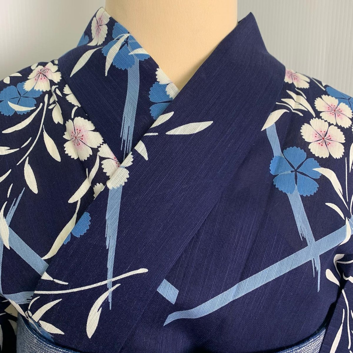 撫松庵 撫子 綿100% 竹垣に撫子 綿経スラブ | 和gen